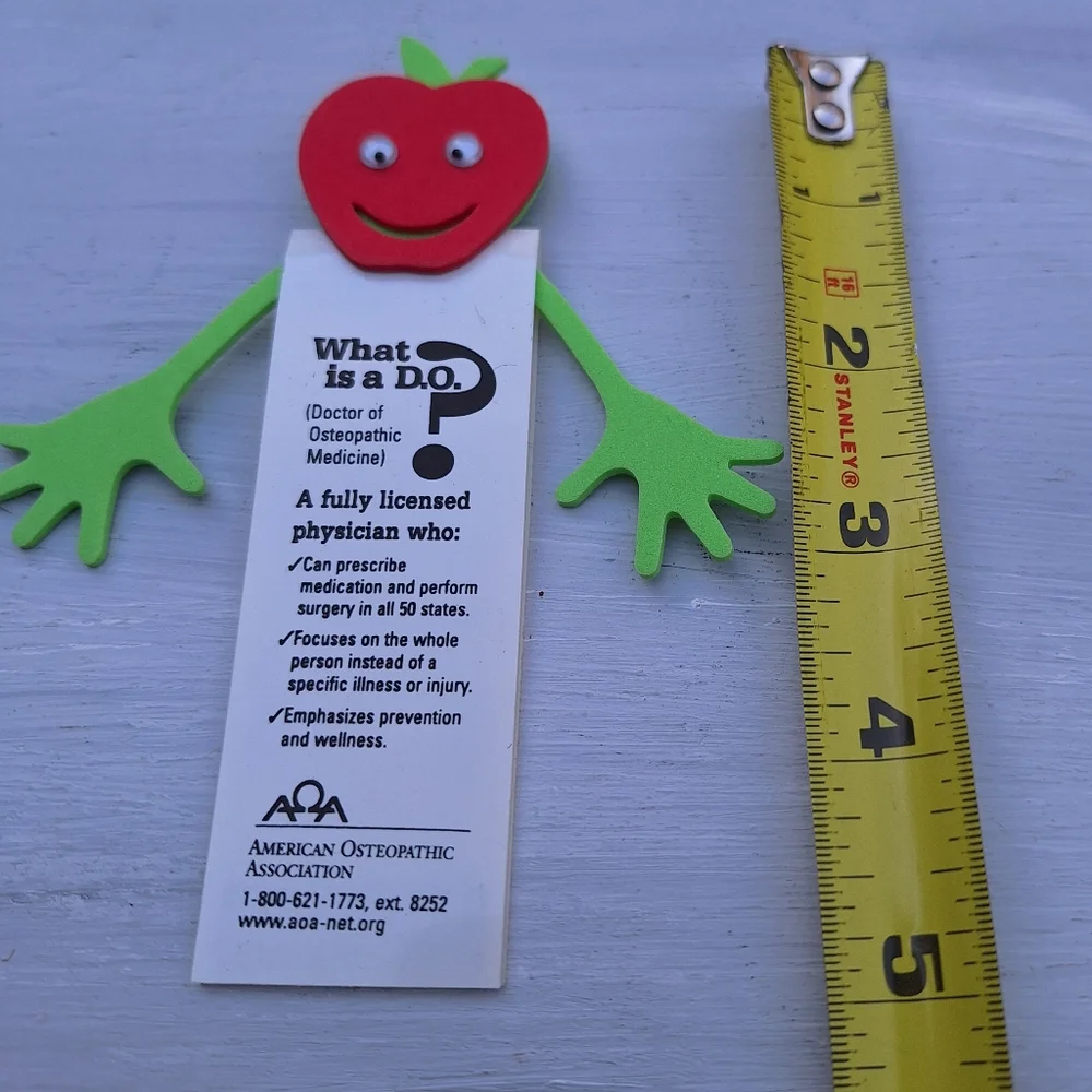 Googly Eyes Vintage Bookmark Apple Head American Osteopathic Doctor Association